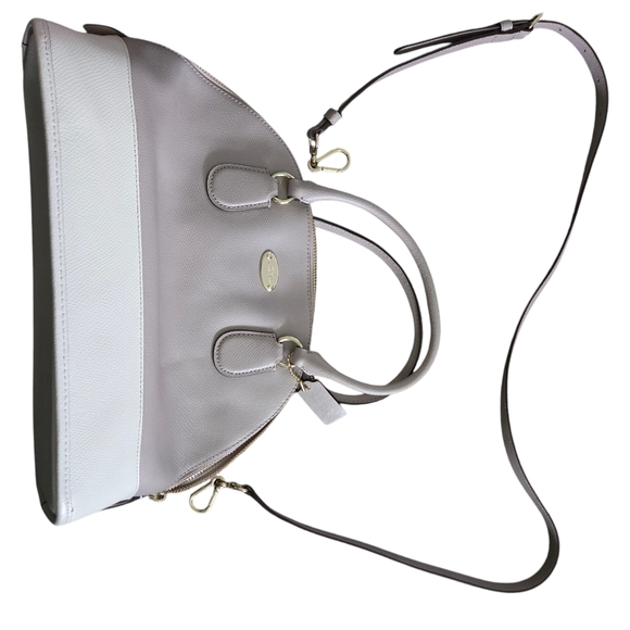 Coach Cora Domed Satchel Purse Leather Tote Grey Birch Chalk Bicolor - Picture 6 of 9